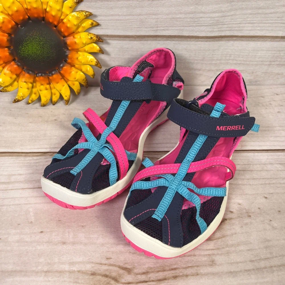 Merrell‎ Hydro Big Girls Water Sandals Navy Pink Size 4M